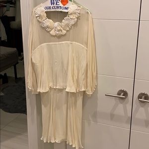 Worn 1x bcbg cream chiffon layered ruffle dress